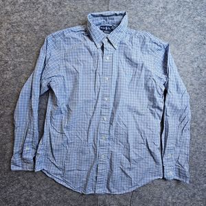 Vintage Ralph Lauren Shirt Mens Large Blue Flannel Check Plaid Button Up